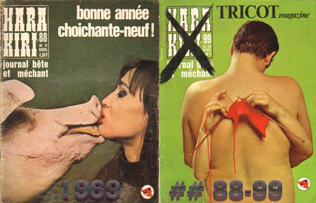 Глупый и злой французский журнал Хара-Кири. 1969 год. Номера 88-99.