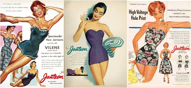 25 винтажных реклам купальников Jantzen 1940-х годов. Когда мужчины носили нормальные плавки.